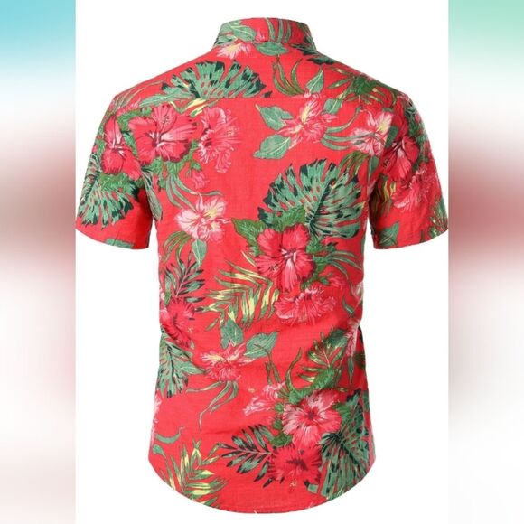 JOGAL Floral Hawaiian Casual Button Down Short Sleeve Shirt Size Large NWT - Picture 2 of 8